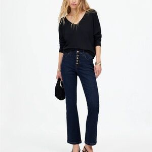 Madewell Kick Out Crop Jeans Larkspur Gold Buttons